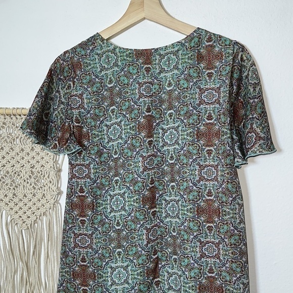 Show Me Your Mumu Kylie A-line Teal Mini Dress Kaleidoscope Flutter Sleeve Sz.S - Picture 7 of 8